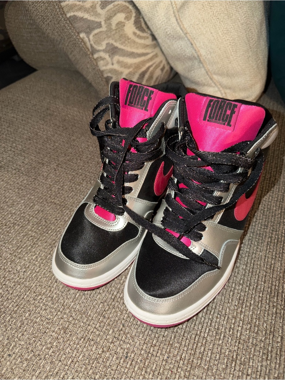 Nike Force Sky High - Black, Pink & Silver